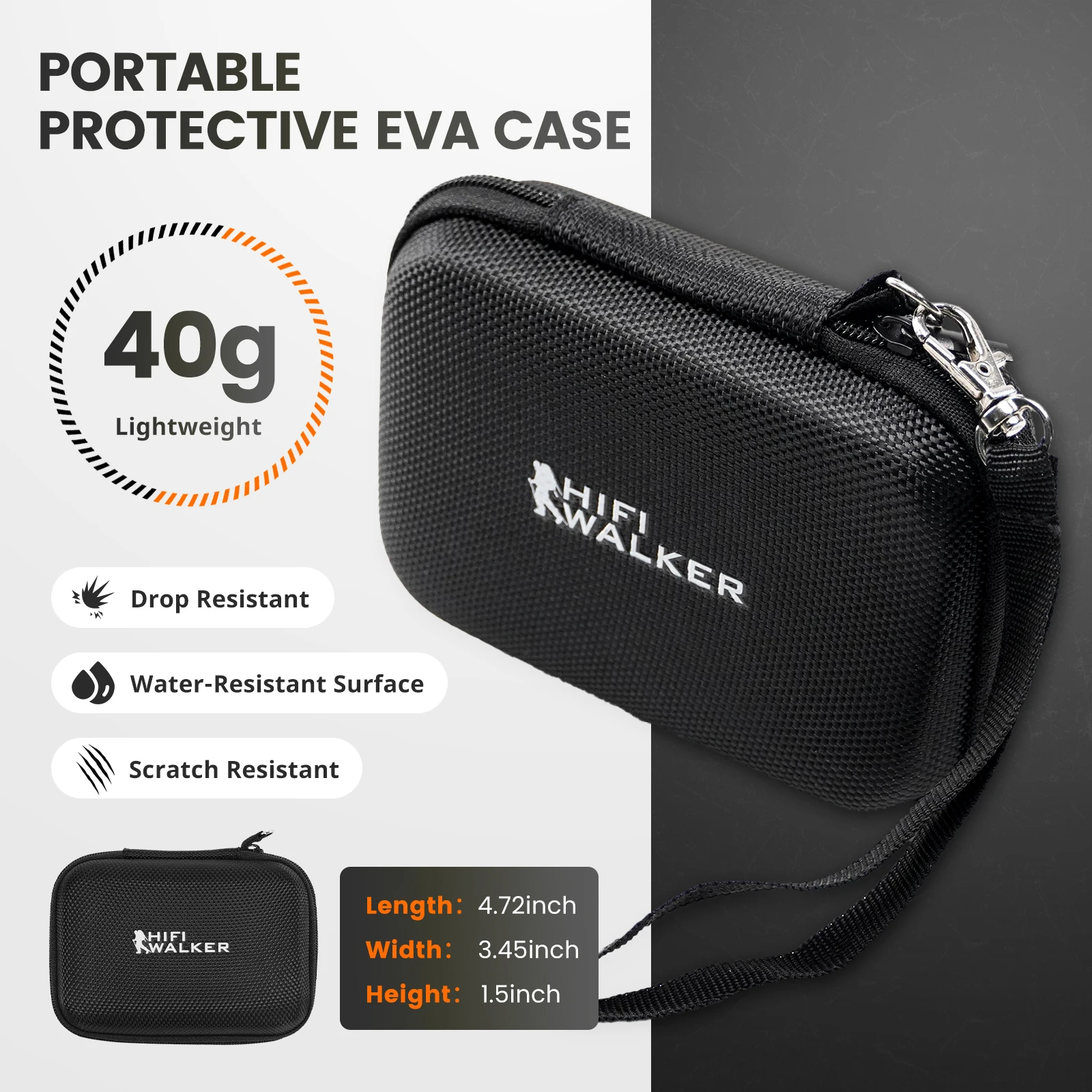 MP3 Player Case for HIFI WALKER H2/ H2 Touch/ G7/ G7Mini/H2Mini MP3/MP4 Player , 4.5inch Hard EVA, Protective Travel Case