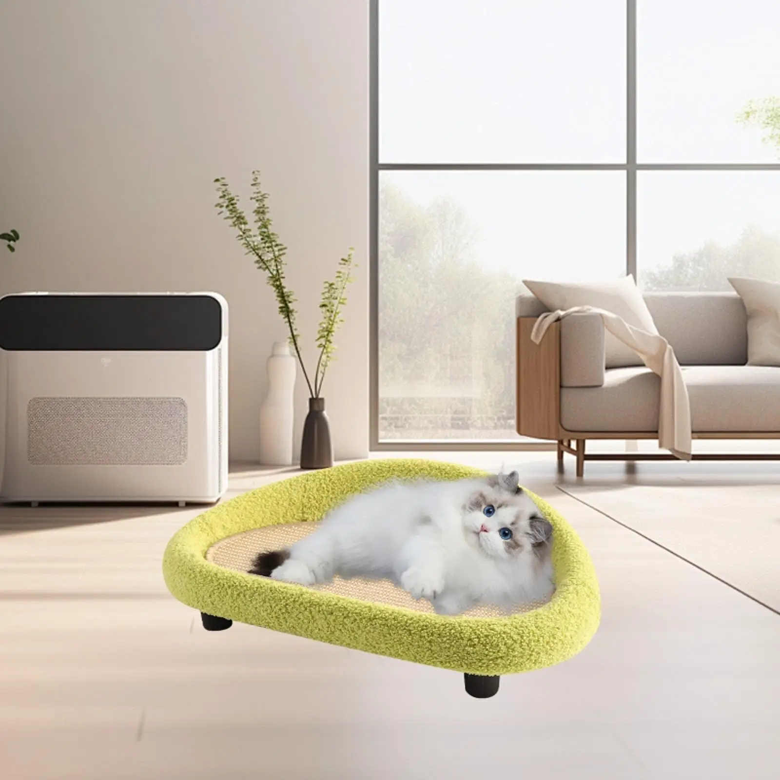 Sisal Velvet Cat Anti-Scratch Lounge Cat Bed Protect Furniture Linen Anti Slip Carpet for Home Comfort and Support Small Pet