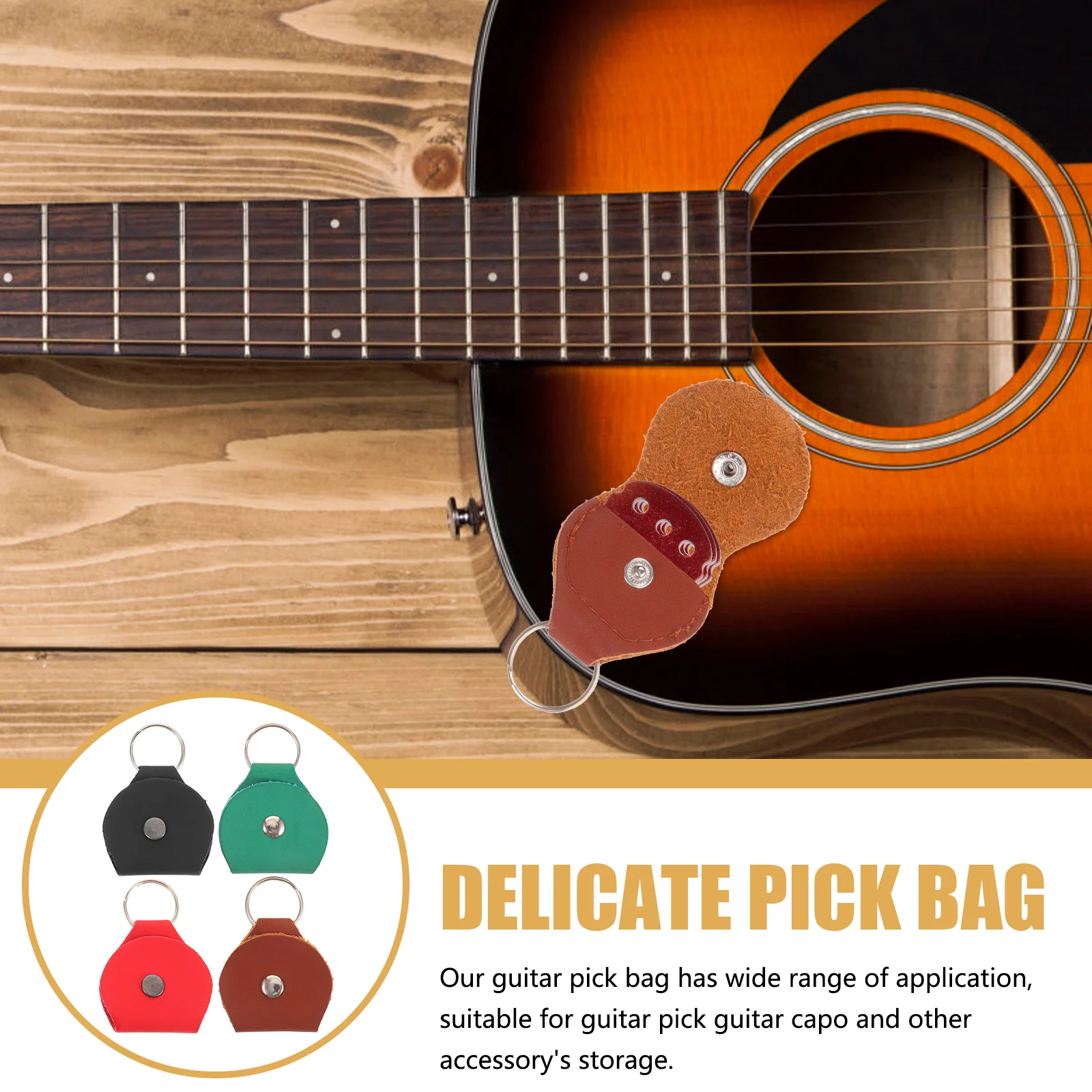 

4Pcs Guitar Pick Holder Cases PU Portable Storage Bags for Acoustic Electric Guitar Accessories Organizer