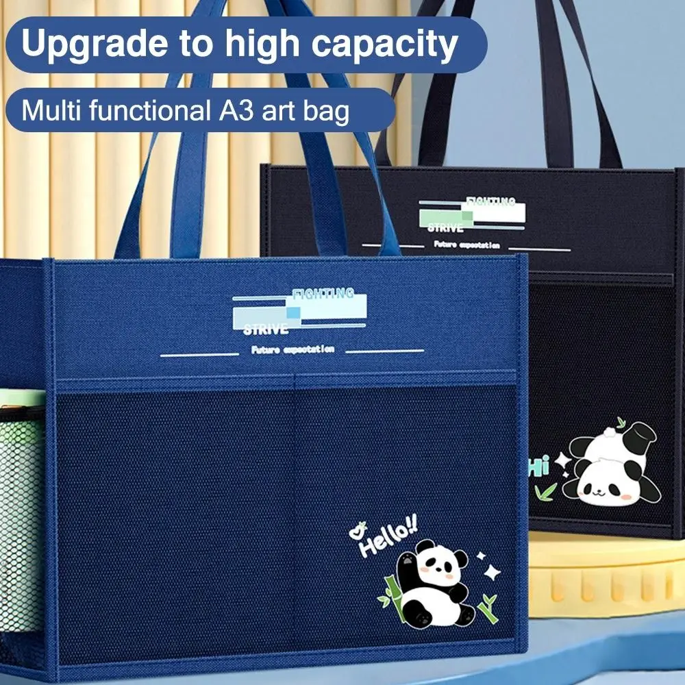 

Multifunction Multilayer Tote School Bag Large-capacity Portable Handbag Cartoon Panda A3 File Bag Students