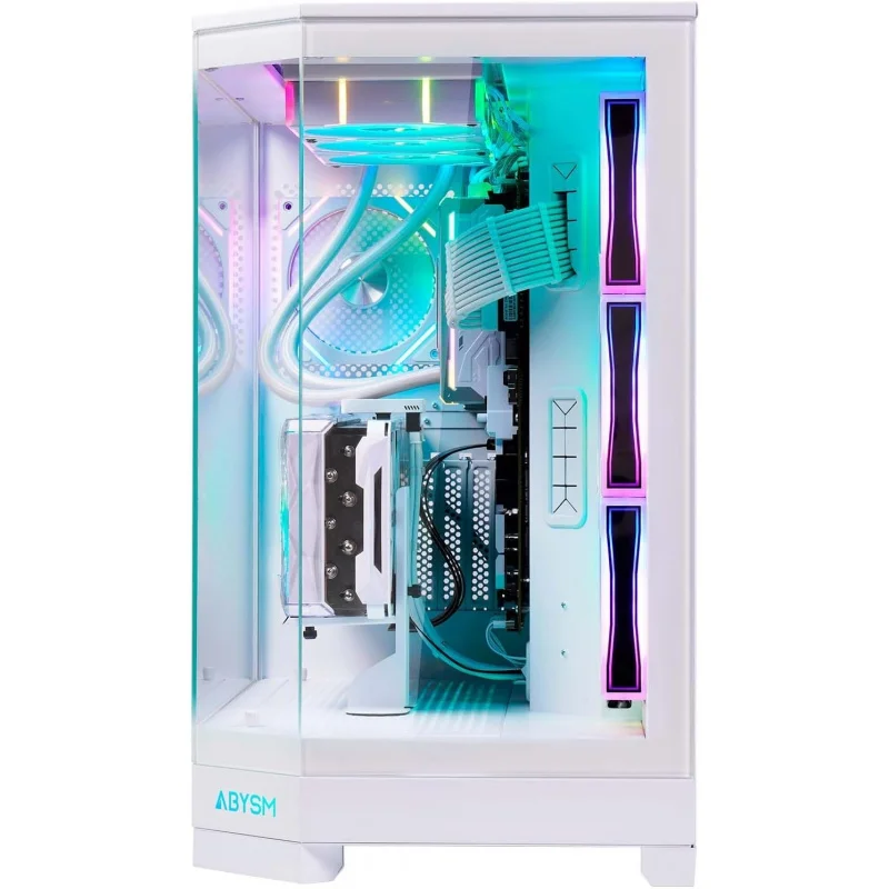 Gaming Danube SAVA H600 White E-ATX Gamer PC Case with 3 Tempered Glass Panels, 4 x 120mm ARGB Fans, Controller, Support for GP