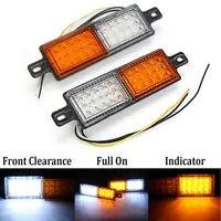 Pop 2x Universal Truck Trailer Bull Bar Front Bumper LED Indicator Lights Side Marker Lamp 12V-24V 30LED White Amber Parking Lig