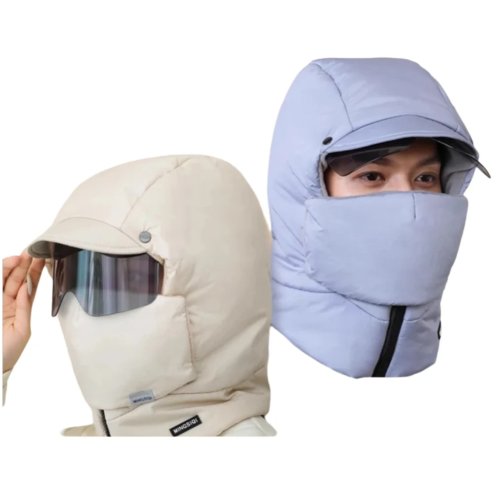 AliExpress Winter Ski Hat Warm Windproof Full Cover Balaclava Mask with Glasses Adjustable Thermal Plush Thickened Unisex Motorcycle Mask