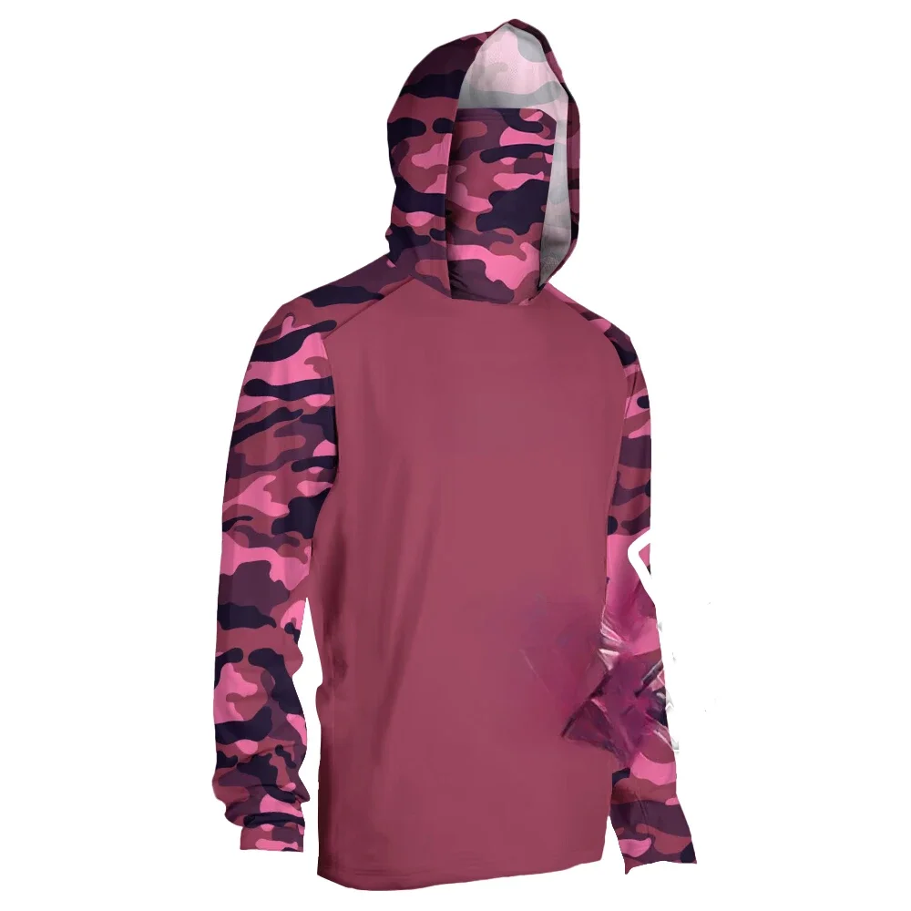 Fishing Hoodie Shirts Long Sleeve  Clothing With Mask Uv Neck Gaiter Men's Breathable Angling Jersey