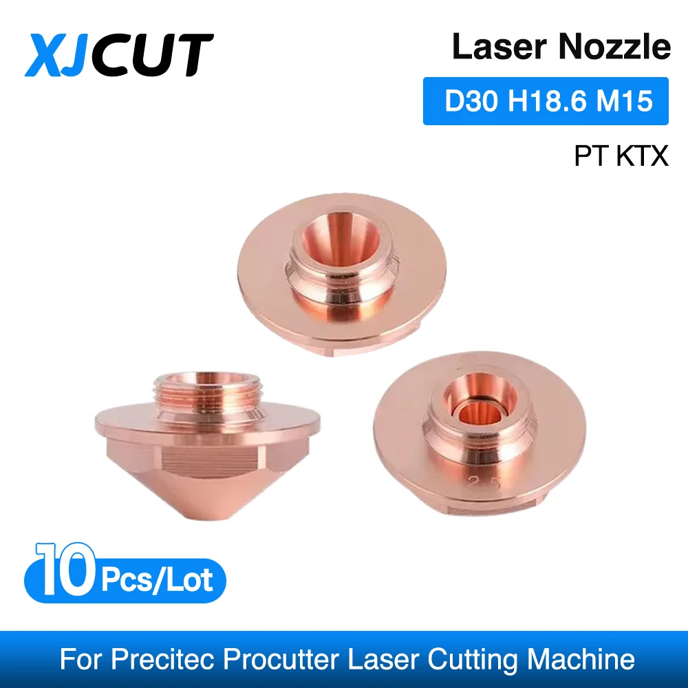 

XJCUT 10PCS/lot KTX Laser Nozzle Single Double Layer D30 H18.6 M15 P0595-94263 for Procutter Fiber Cutting Machine PT400-4263x