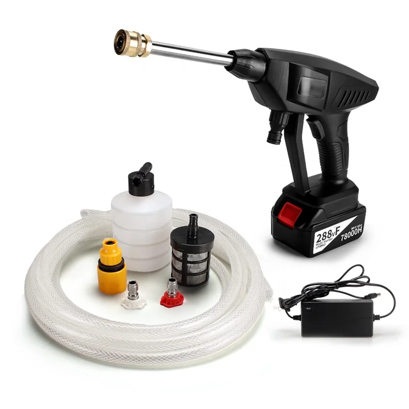 SXLL 21 فولت 300-500 واط اللاسلكي غسيل السيارات بندقية ارتفاع ضغط يده التلقائي رذاذ قوي غسيل السيارات حديقة بطارية المياه السلامة #4