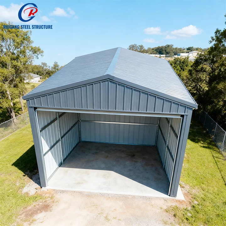 

Modern Steel Structure Metal Garage Design Prefabricated Carport Canopy Parking Shelter Shed With Rolling Door