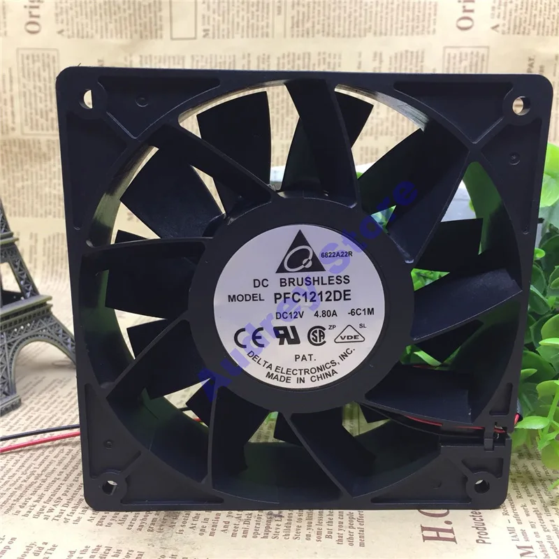 delta PFC1212DE 12038 DC12V 4.8A 57.6W large air volume double ball bearing fan PWM 5500RPM 351.7Pa 252.85CFM air blower