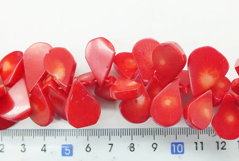 2 shares   14x20mm Natural red coral teardrop loose beads 15