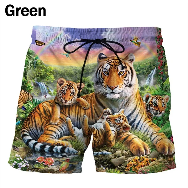 Pantalones cortos con estampado 3d de animales para hombre y mujer, Shorts deportivos informales con estampado de tigre