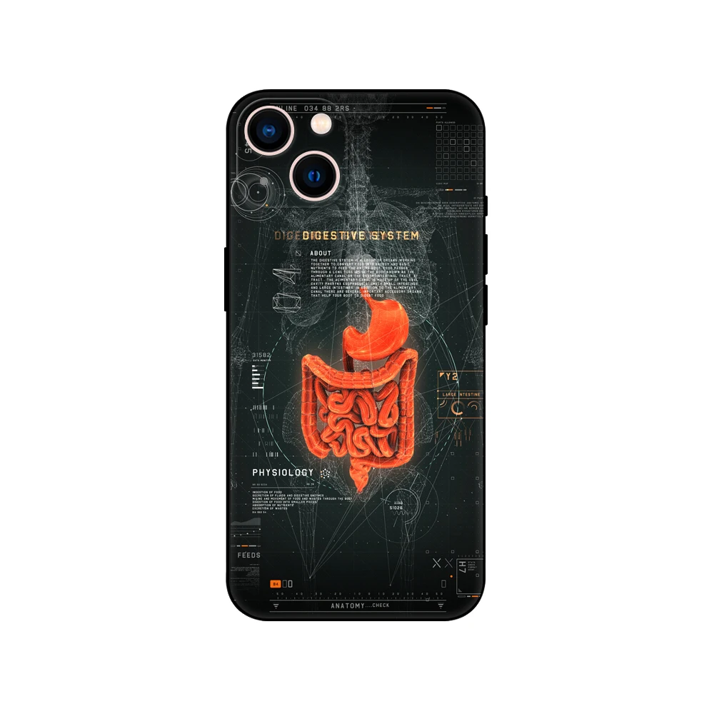 Menschliche Anatomie Orga, Handy hülle für iPhone, 14 5s 2020se 6 6s 7 8 plus x 10 xr xs 11 12 13 Mini Pro Max Soft Black TPU Rückseite