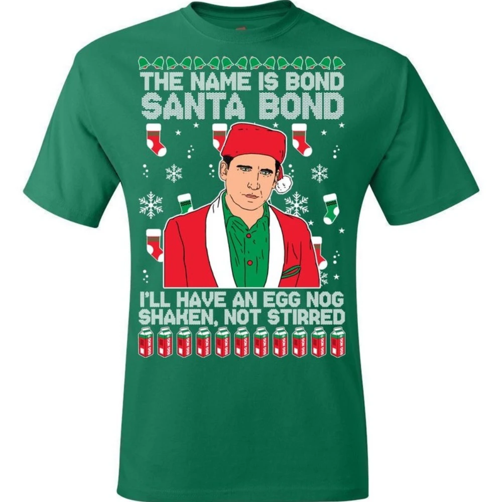 Ugly Christmas Graphic T Shirts Michael Scott Santa High Quality Cotton Tee Shirt Woman Man Vintage Tv Show Short-sleev