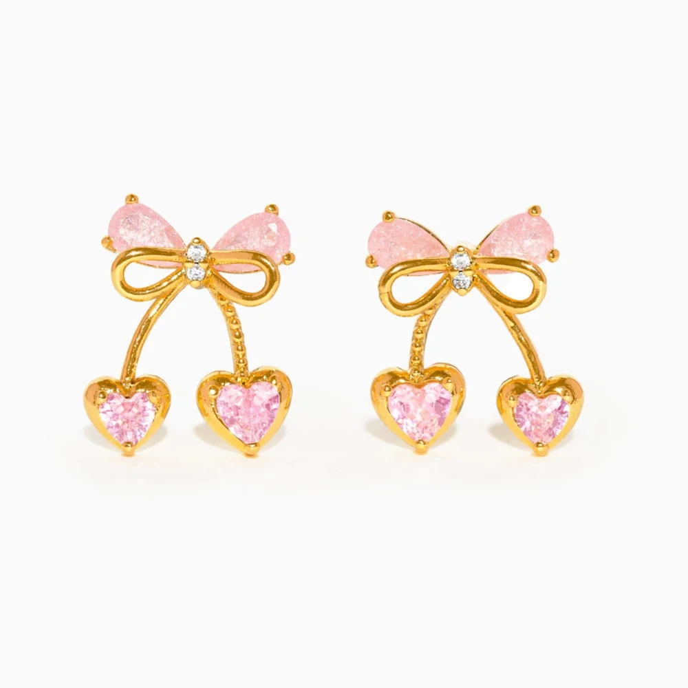 Neue Y2K Bowknot Zirkon Ohrringe für Frauen Mode Koreanische Silber Farbe Rosa Kristall Persönlichkeit Ohrring Partei Schmuck Geschenke