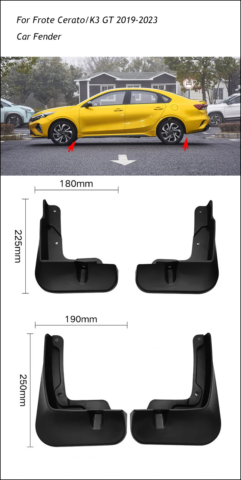 Car Mudflaps Splash Guards Front Rear Mudguards Fenders Accessories  Styling 4Pcs/Set For KIA Forte Cerato/K3/K3 GT 2019-2023