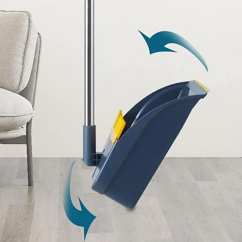 Rotating Broom And Dustpan Set Big House Cleaning Broom With Adjustable Handle Foldable Dustpan Set Garbage Cleaner For Home