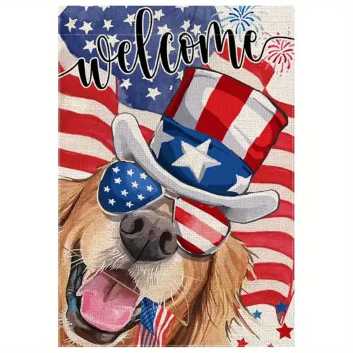 Patriotic Retriever Golden double sided garden flag 12