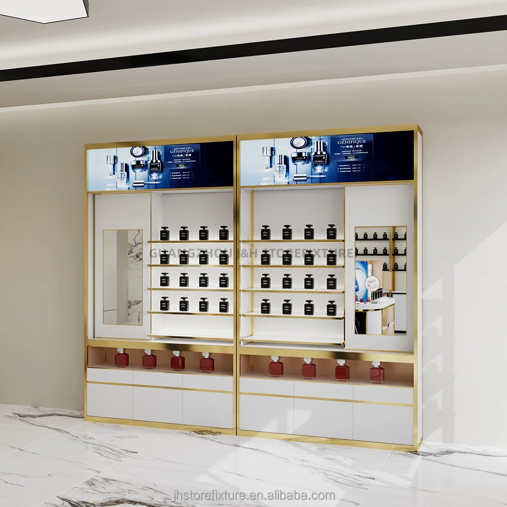 Custom. Custom. Custom. Hot Koop Retail Parfum Parfum Kiosk Muur Display Plank Houten Plank Parfum Cosmetische Winkel Interieur Ontwerp