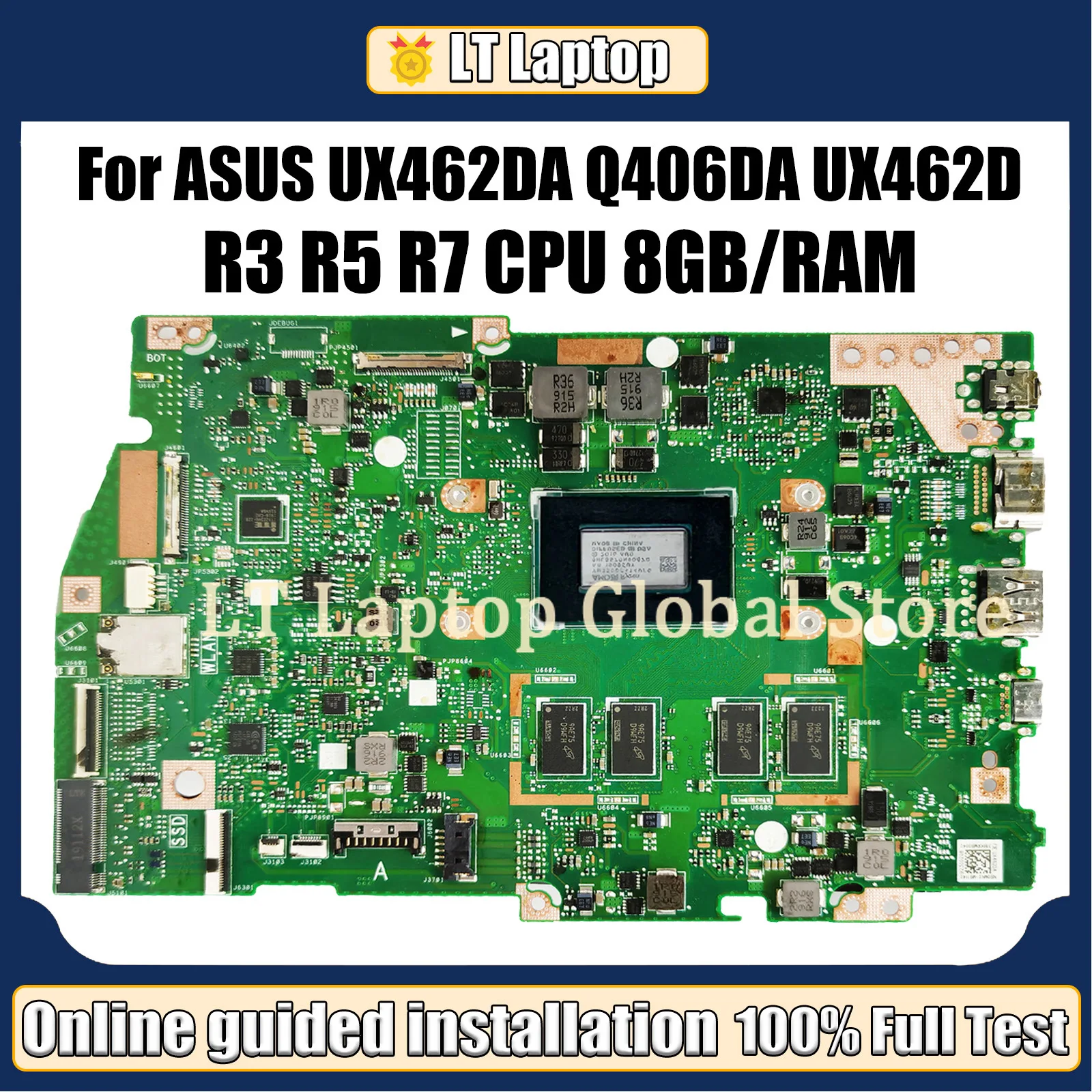 

LT UX462DA Mainboard For ASUS Zenbook Flip 14 UM462 UX462QA UX462DA Q406DA Laptop Motherboard With R5-3500U R7-3700U 8GB/RAM