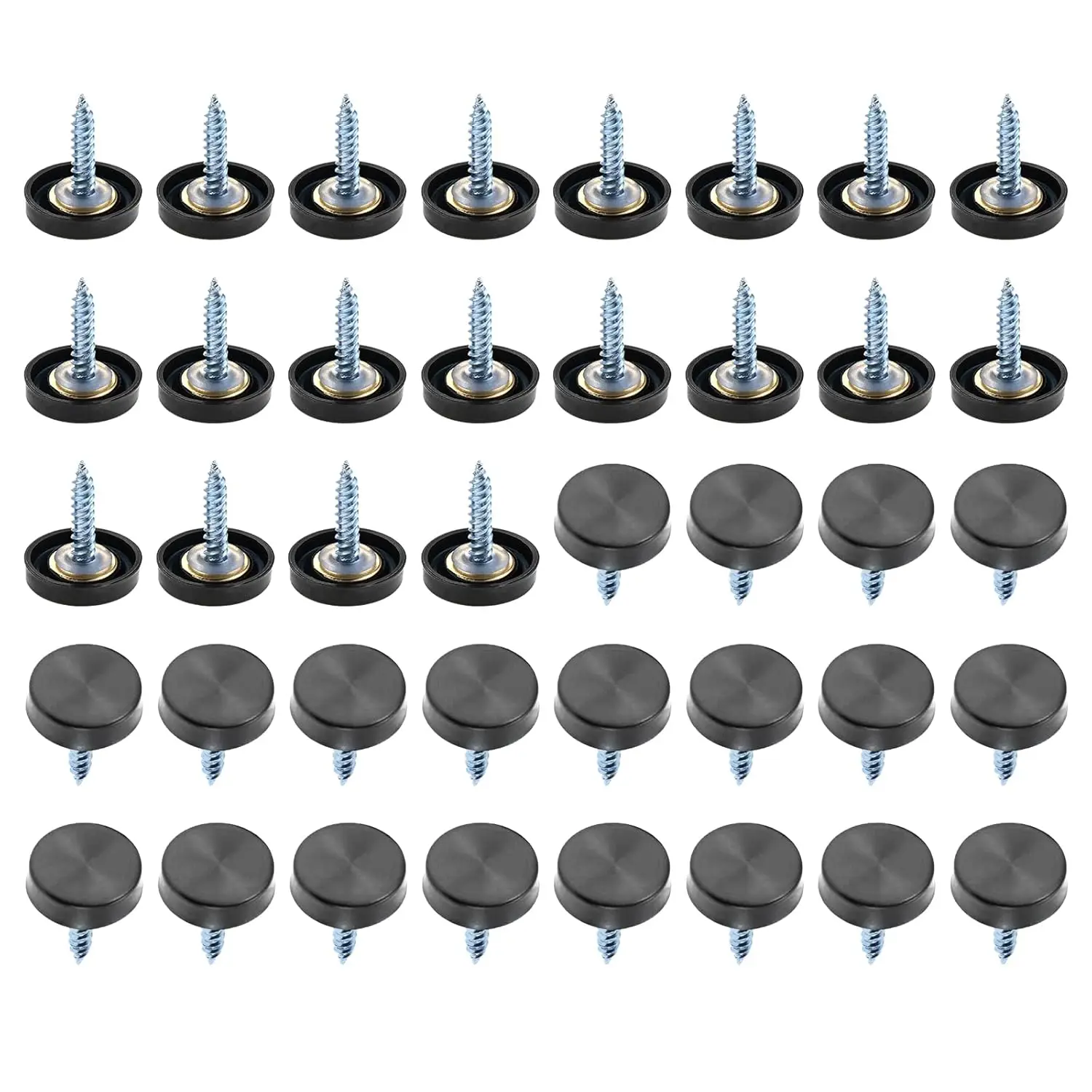40Pcs Metal Mirror Decorative Screws Nails Cover Caps Gaskets for Sign/Advertising Hardware Tea Tables Wardrobes Glass Furniture