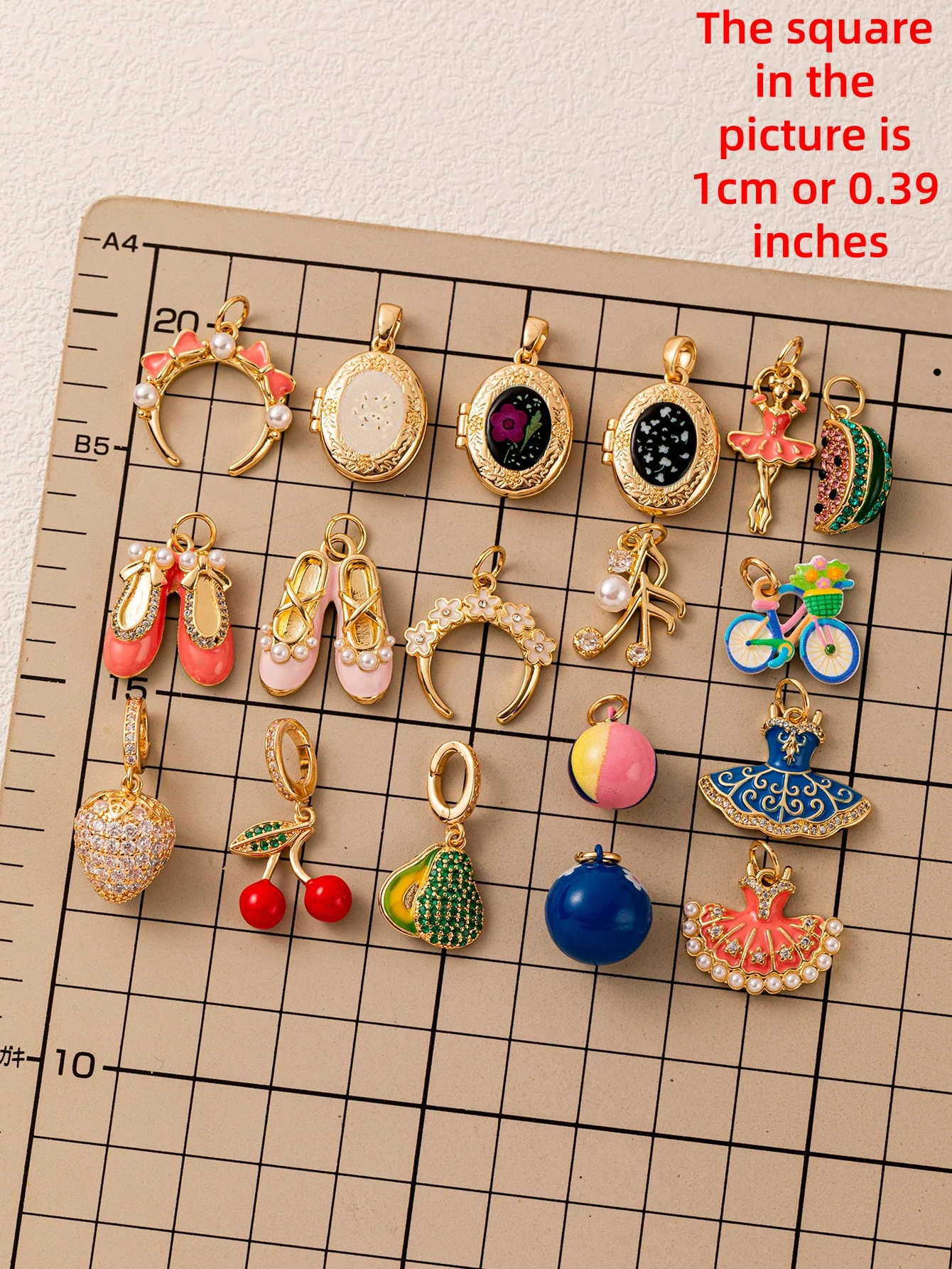 Vintage und trendiges neues Kleid, Birne, Wassermelone, Kirsche, DIY-Anhänger, Charms, Schmuckherstellung – Detail 1