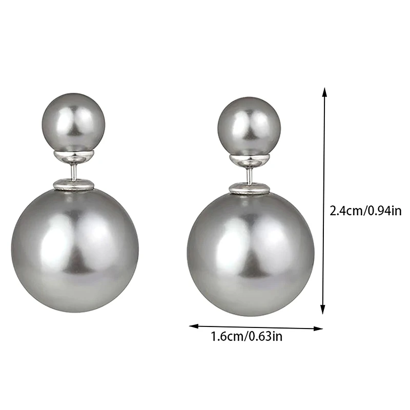 Fashion Double-sided Big Small Pearl Ball Stud Earrings For Women Temperament Earrings Elegant Ladies Party Banquet Jewelry Gift