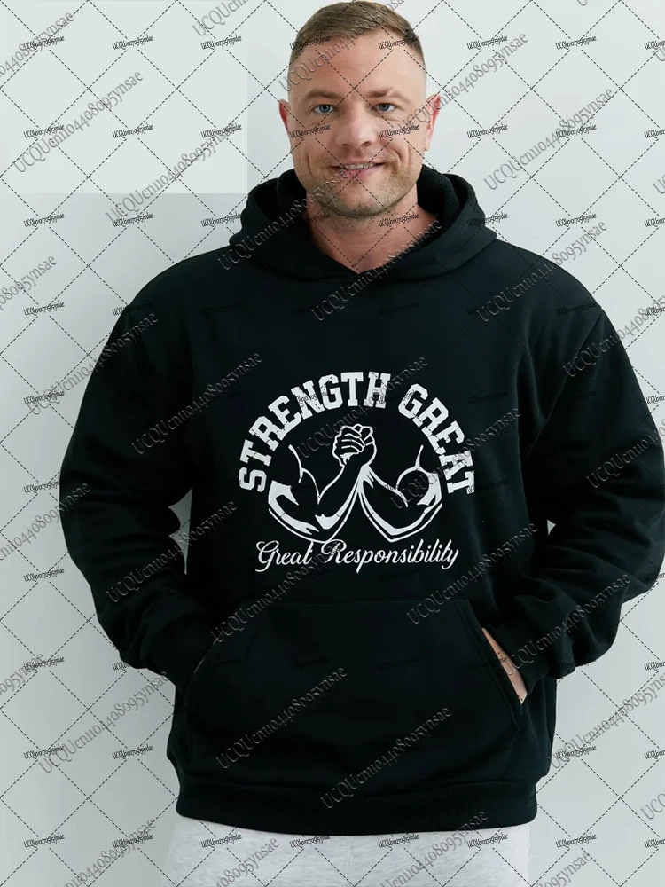 Outono inverno novas chegadas moletom com capuz de fitness masculino força grande impressão moletom com capuz ginásio treino moletom com capuz de cons