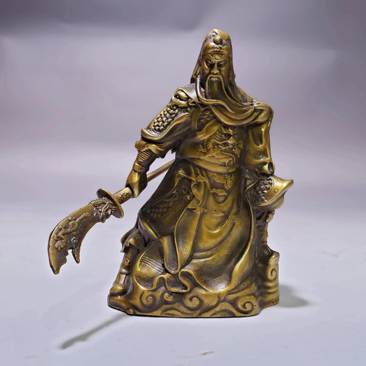 

Antique made old brass knife for Guan Gong's home decorations