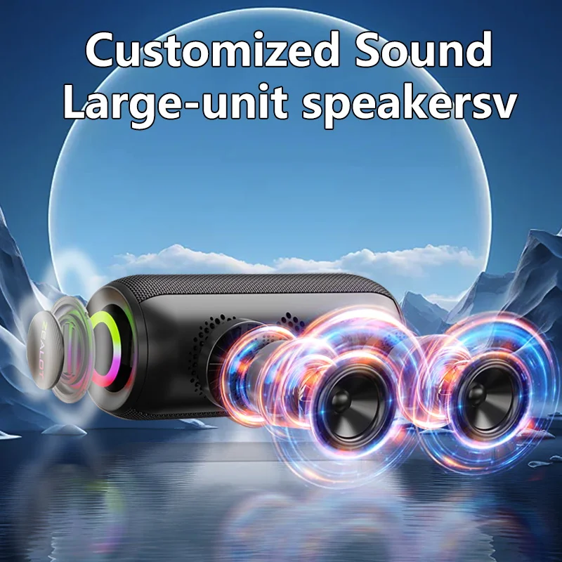 Zealot S32 MAX Outdoor Portable Subwoofer Wireless Speaker,Waterproof IPX 5,Dual Pairing, 3600mAh Battery.