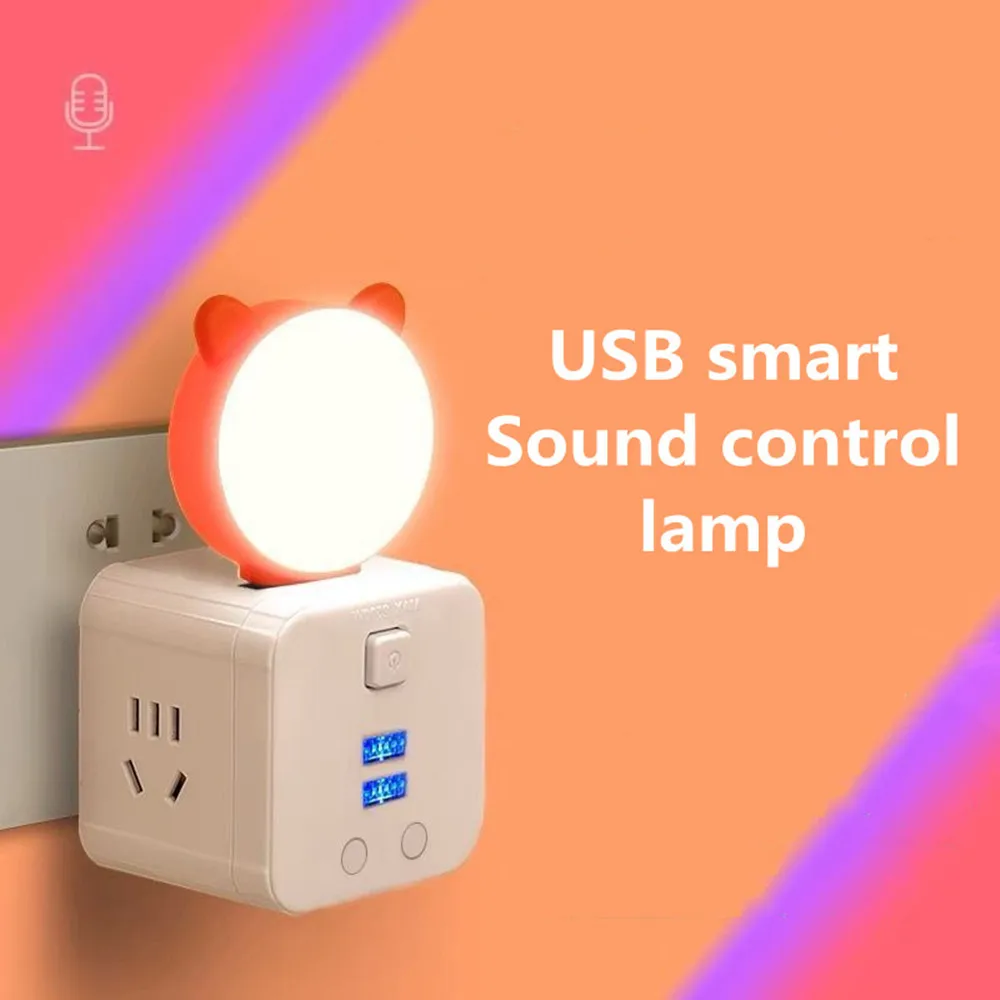 USB Smart Voice Control Nacht Lichter Interface Nacht Licht Englisch Version Nette Katze Intelligente Stimme Nacht Lampe Command Control