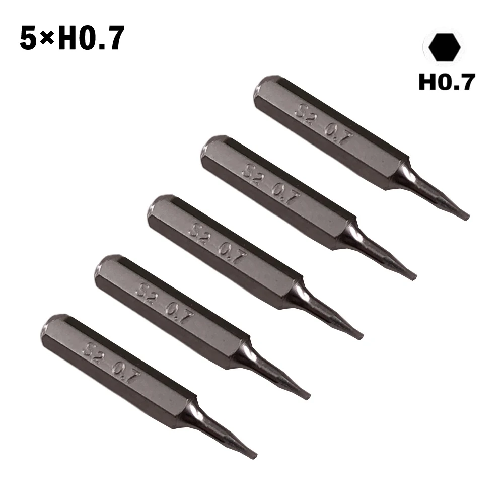 Broca de destornillador de vástago hexagonal H4 × 28mm pequeña H0.7 H0.9 H1.5 H2 H3 H4, cabeza de destornillador 4mm para herramienta de reparación manual, 5 piezas