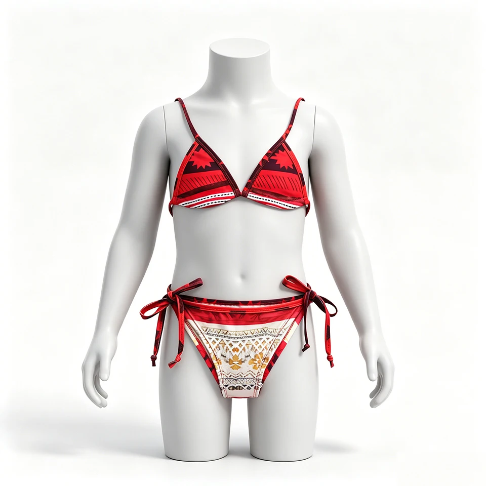 Boho Tribe Princess Moana Little Girls Swimsuits Summer Beach Pool Party Kids Bikini Bathing Suit Vacation Children's Swimwear
