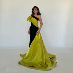ROYET Pleat Pink Half Sleeve Mermaid Long Summer Style Evening Gown Ankle Length Sweep Train Vintage Elegant Prom Dresses