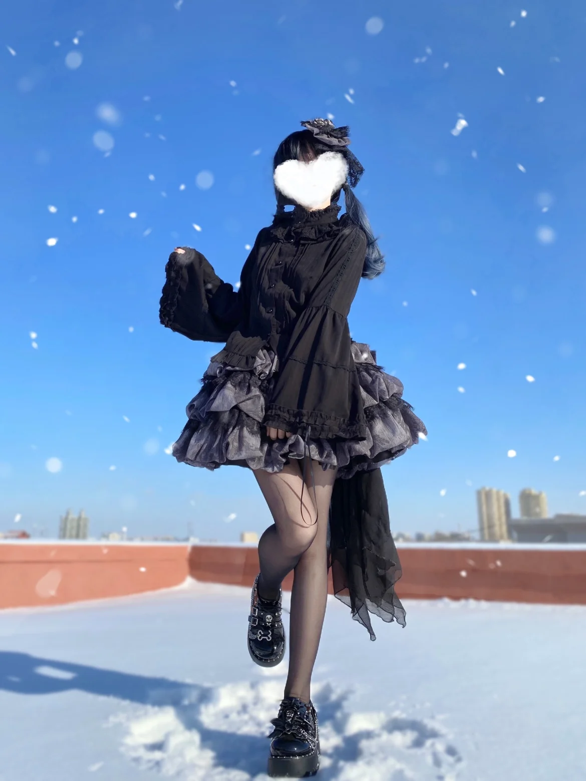 SOIOMES Original Lolita Dress with Stand Up Collar and Long Sleeved Shirt Paired with A Gothic Punk Style Song Jacket for Women