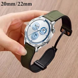 22mm 20mm Silicone+Leather Strap For Huawei Watch GT5 Pro GT5 46mm Magnetic Buckle Wristband For Huawei Watch GT5-4-3-2 Bracelet