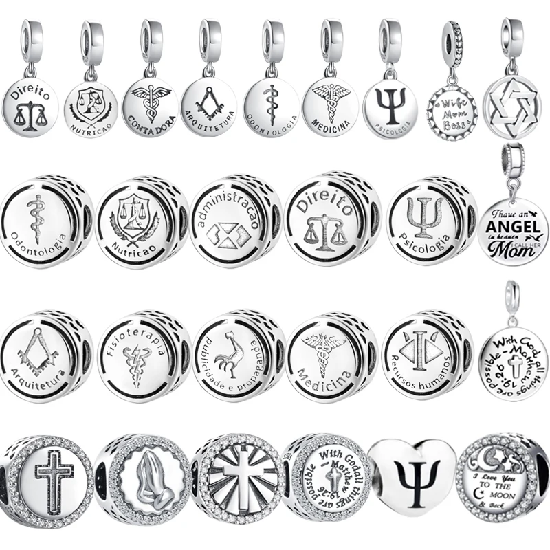 

Classic Hot Selling 926 Sterling Silver Psychology Personalized English Pendant Beads Suitable For Bracelets DIY Holiday Gifts