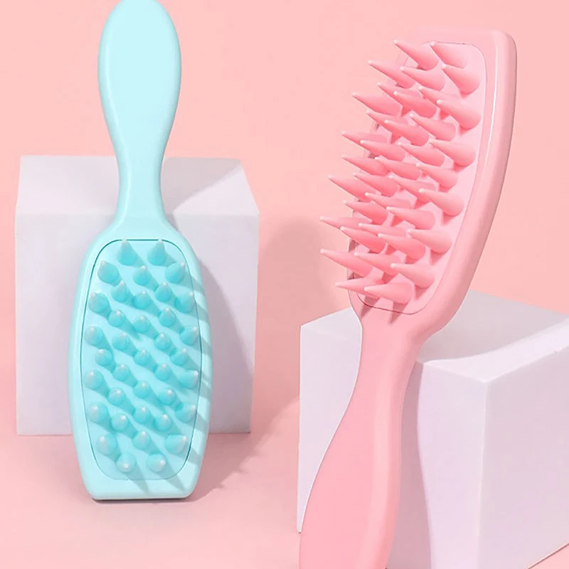 Pet Shower Brush Cat Dog Hair Brushes Silicone Massage Combs Head Washing Brush Long Handle for Pet Grooming Combs