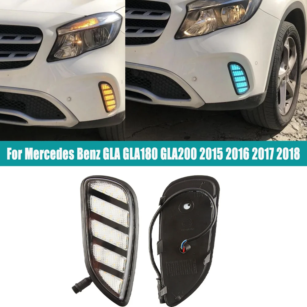 

1 пара светодиодных противотуманных фар для Mercedes Benz GLA GLA180 GLA200 2015 2016 2017 2018 Автомобильные DRL светодиодные дневные ходовые огни Противотуманные фары Авто ﻿