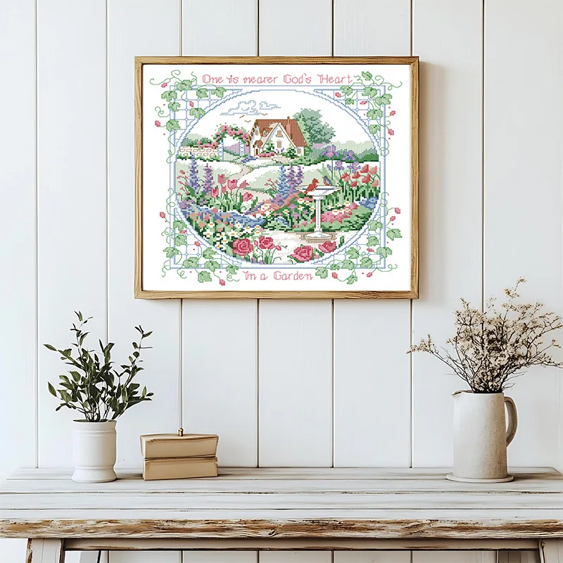 

Tranquil Courtyard Paths-Soulgift Новый комплект для вышивки крестом с предварительной печатью, штампованные нитки DMC 9CT/11CT/14CT/16CT, легко следовать