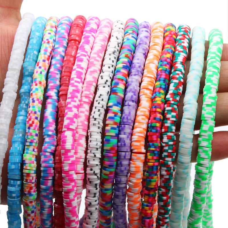 330Pcs/Bag 6mm Flat Round Polymer Clay Beads Handmade Heishi Disk Loose Beads for Jewelry Making DIY Bracelets Accessories