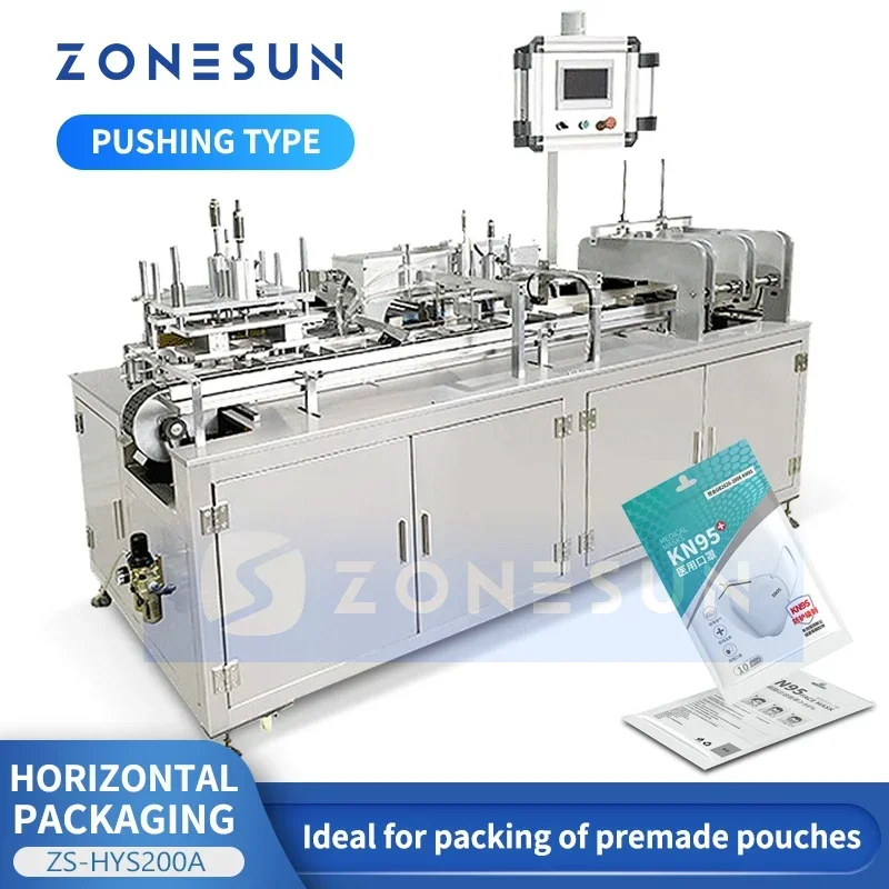 ZONESUN-máquina de ensacado automática Horizontal, embalaje de productos, Material de alimentación automática, sellado de bolsas de empuje, ZS-HYS200A