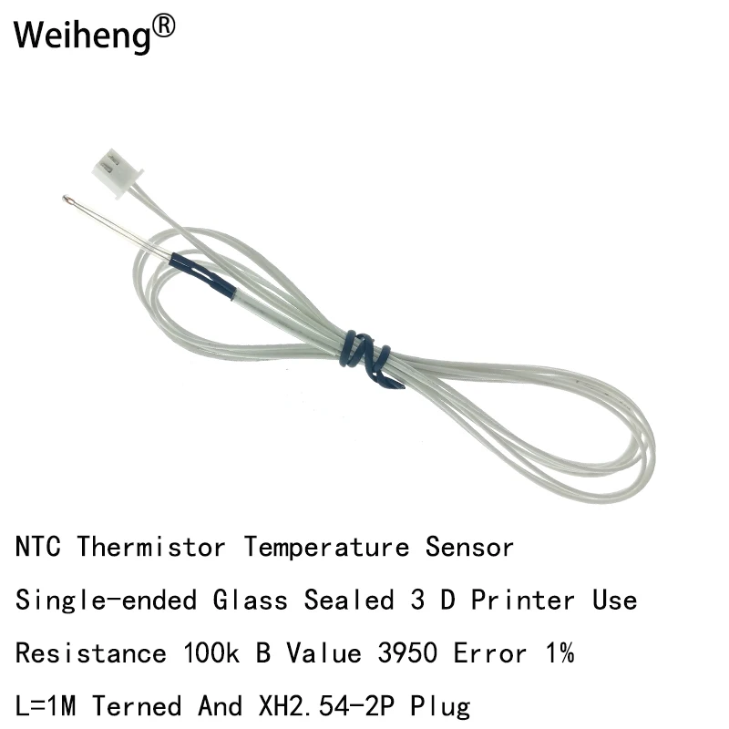 1PCS Single-ended Glass Sealed3D Printer Use NTC ThermistorTemperatureSensor  Resistance 100k  B Value 3950 Error 1% L=1M Terned