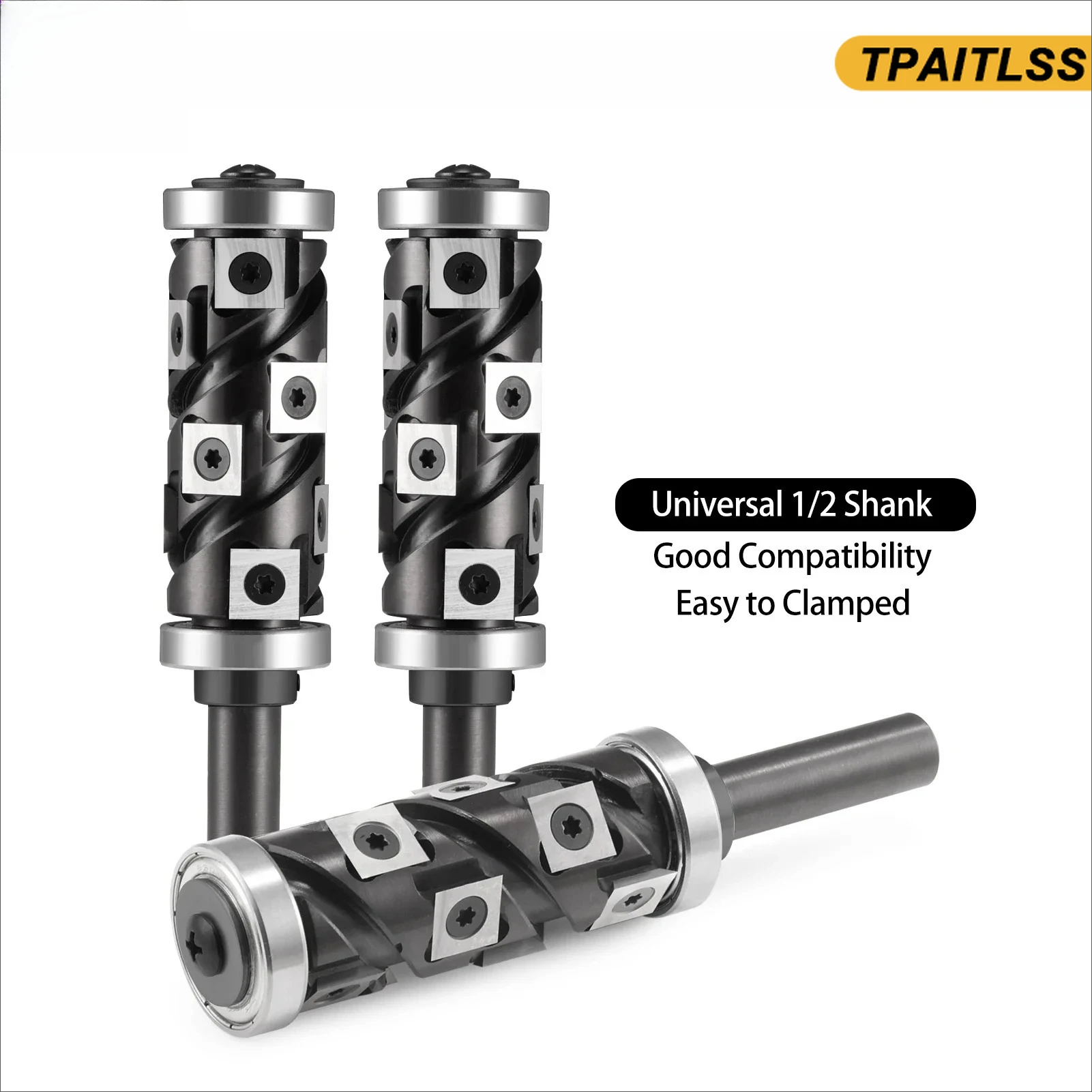 12mm 12.7mm Wood Flush Trimming Router Bit Cutting Diameter 65mm Insert Blades Milling Cutter for Woodworking Carbide End Mill