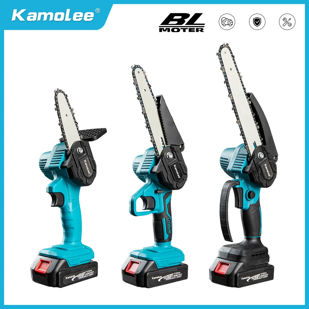 Kamolee-mini Brushless Serra Elétrica Recarregável Chain Saw Cortador de Madeira Poda Jardim Ferramentas Elétricas Handheld 24v 6