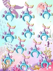 10pcs Mermaid Hair Hoop Headpiece Aluminum Film Balloon Mermaid Theme Birthday Children Decoration Balloon