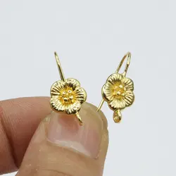 APDGG 20 Pcs Copper Gold Plated Flower Earrings Hook For Pearl Earrings Making DIY Craft Accessories