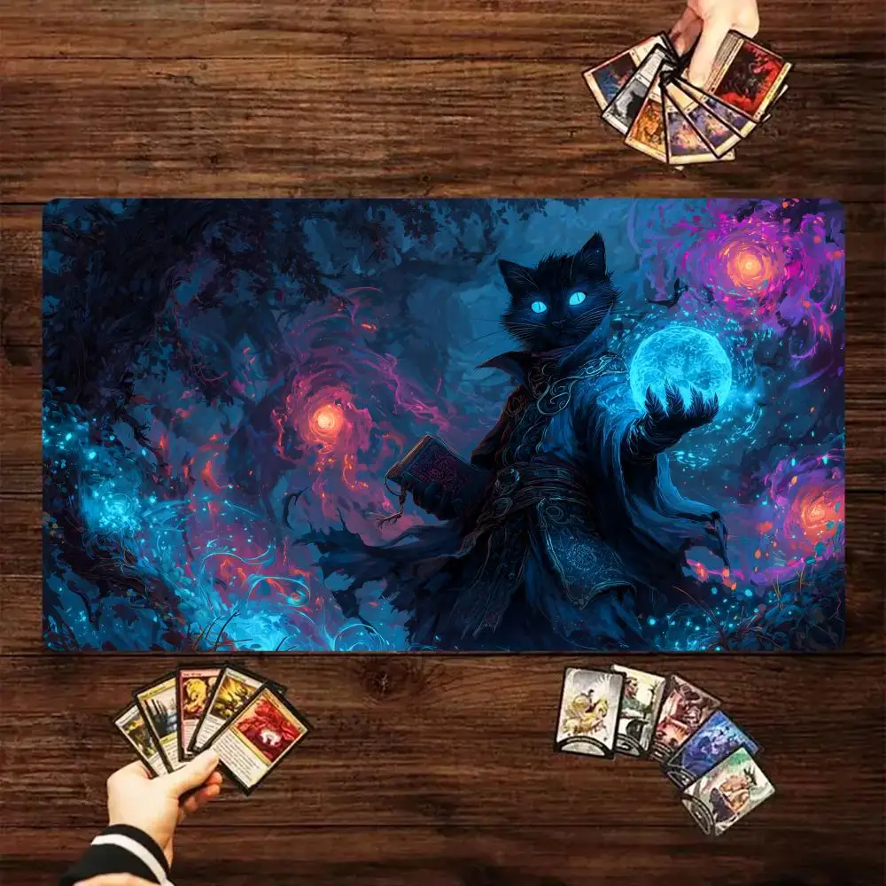 

Коврик для карточных игр Cool Black Cat Mage Magic Card Battle Mat MTG, противоскользящая основа, 35x60 см, игровые коврики для TCG