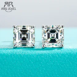 AnuJewel 10K Gold Post 4/2/1ct Asscher Cut Moissanite Stud Earrings Anti-allergy Eearrings For Women Jewelry Wholesale