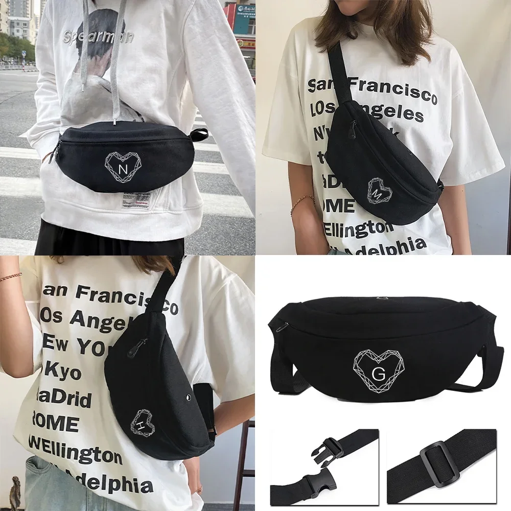 Fanny Pack Women's Cross Bag Chest Bag Waist Bags Messenger Bags Printing Diamond Series Case Black Color Canvas Bags