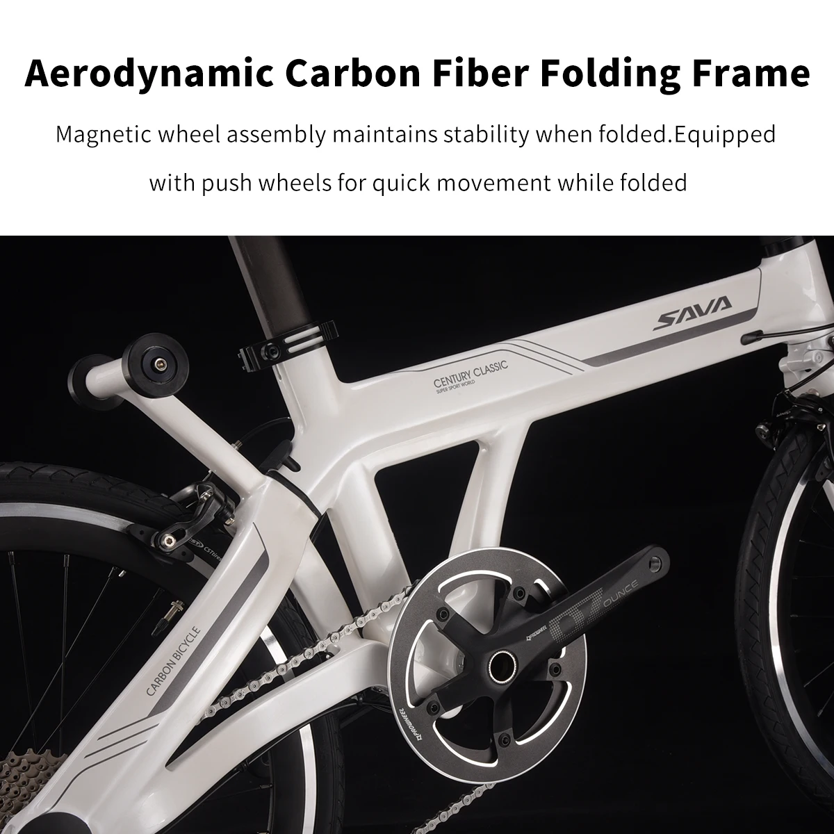 

SAVA - Z3 Складной велосипед с одним рычагом из углеродного волокна, 20-дюймовый складной велосипед для взрослых, с 9-скоростным велосипедом SHIMANO SORA с двойным U-образным тормозом