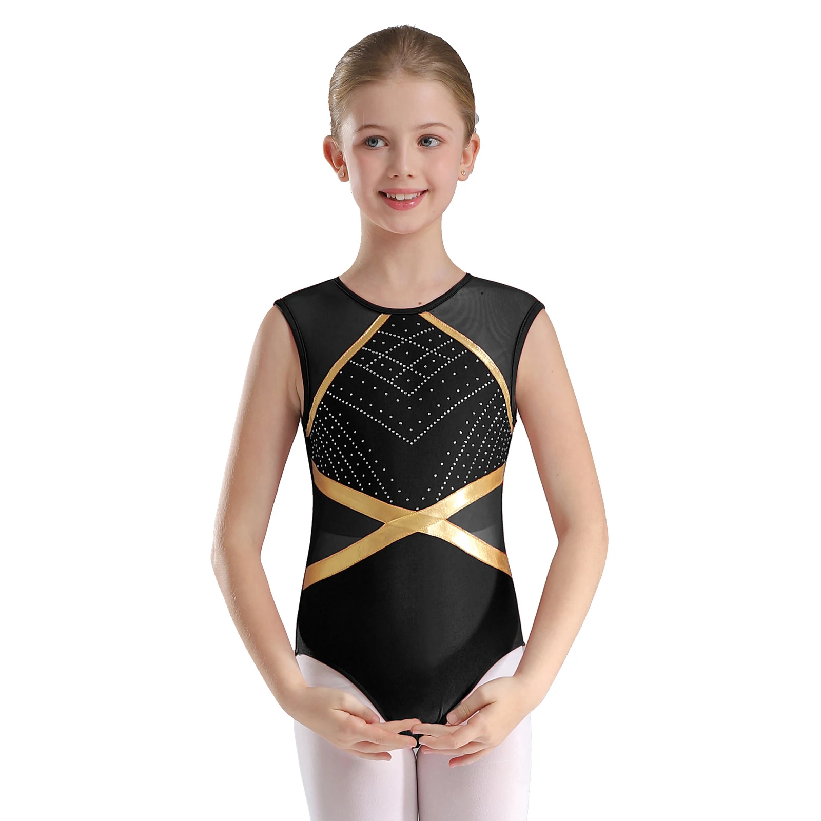 Ballet Gymnastics Leotard for Kids Girls Keyhole Back Sleeveless Lyrical Bodysuit for Workout Yoga Fitness Figure Skating Dance